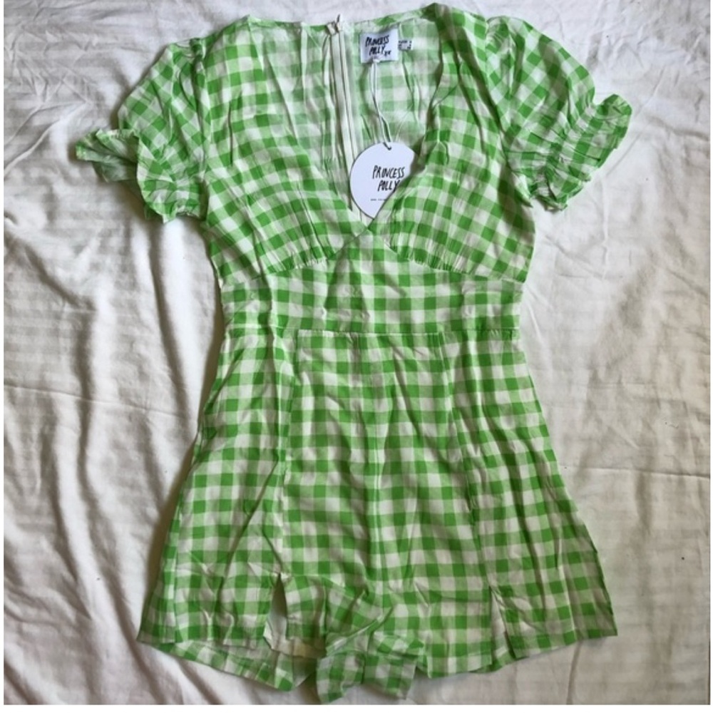 PRINCESS POLLY RHIANNON PLAYSUIT GREEN Sz.0US - Picture 3 of 3